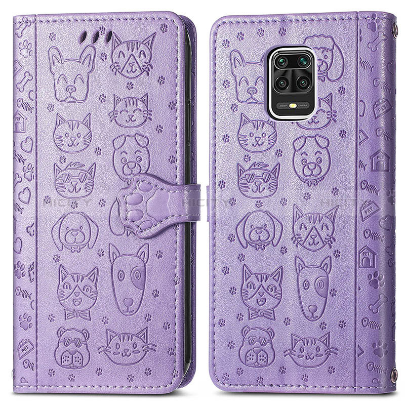 Funda de Cuero Cartera con Soporte Patron de Moda Carcasa S03D para Xiaomi Redmi Note 9 Pro Morado