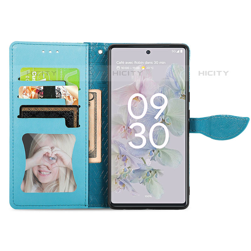 Funda de Cuero Cartera con Soporte Patron de Moda Carcasa S04D para Google Pixel 6a 5G