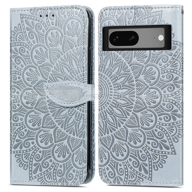 Funda de Cuero Cartera con Soporte Patron de Moda Carcasa S04D para Google Pixel 7 5G Gris