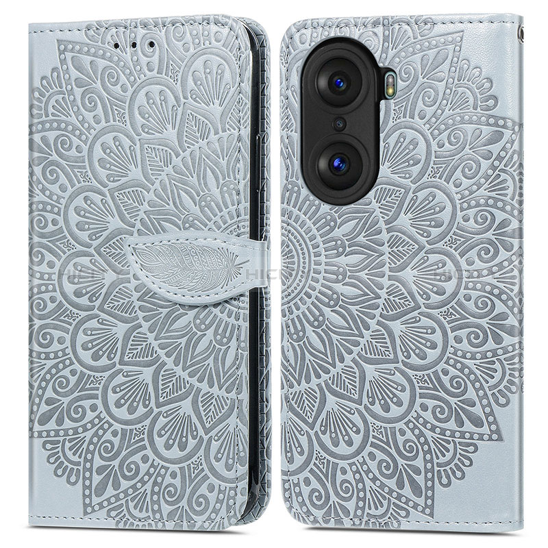 Funda de Cuero Cartera con Soporte Patron de Moda Carcasa S04D para Huawei Honor 60 5G Gris