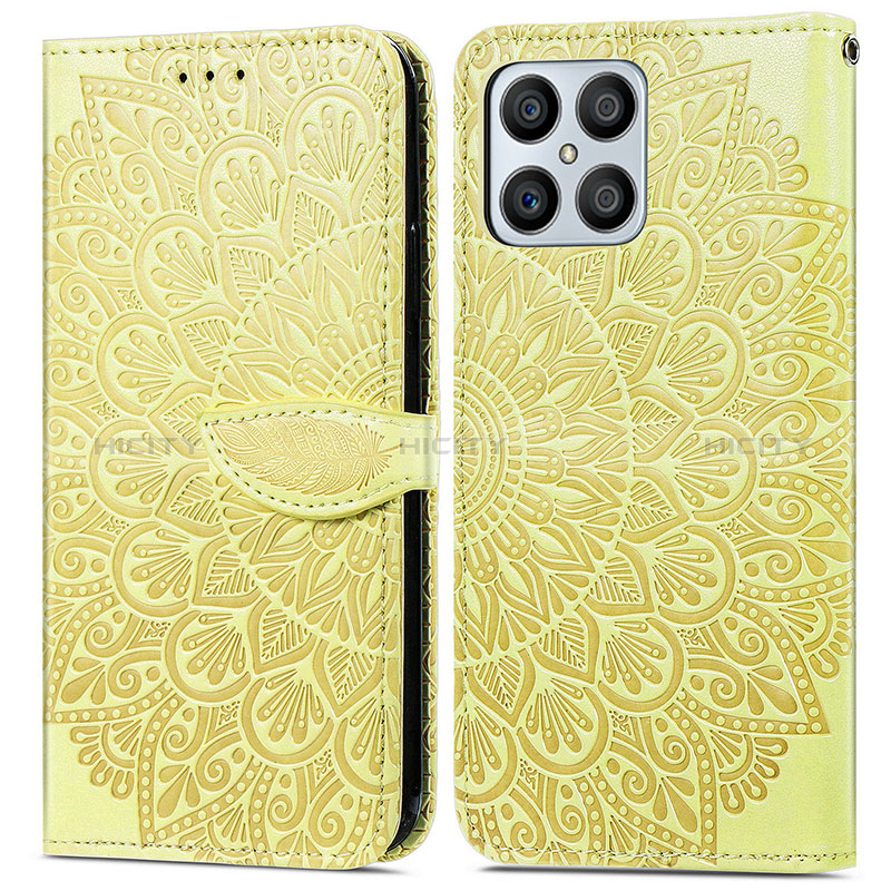 Funda de Cuero Cartera con Soporte Patron de Moda Carcasa S04D para Huawei Honor X8 4G Amarillo