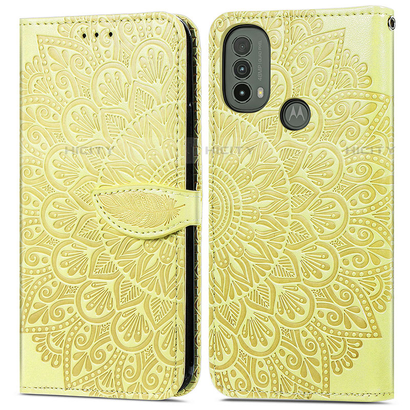 Funda de Cuero Cartera con Soporte Patron de Moda Carcasa S04D para Motorola Moto E40 Amarillo