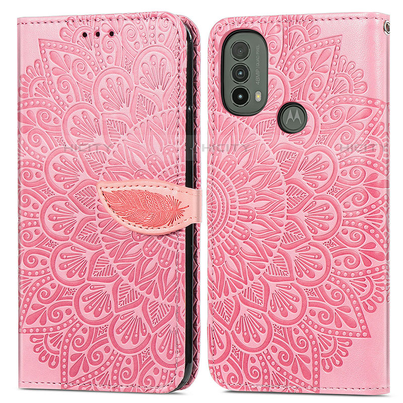 Funda de Cuero Cartera con Soporte Patron de Moda Carcasa S04D para Motorola Moto E40 Oro Rosa