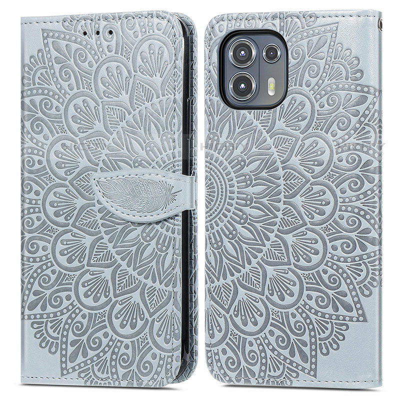 Funda de Cuero Cartera con Soporte Patron de Moda Carcasa S04D para Motorola Moto Edge 20 Lite 5G Gris