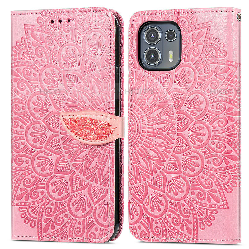 Funda de Cuero Cartera con Soporte Patron de Moda Carcasa S04D para Motorola Moto Edge 20 Lite 5G Oro Rosa