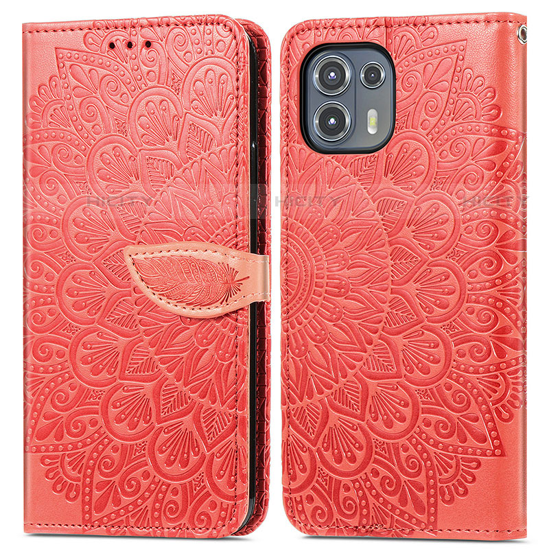 Funda de Cuero Cartera con Soporte Patron de Moda Carcasa S04D para Motorola Moto Edge 20 Lite 5G Rojo