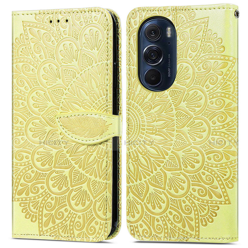 Funda de Cuero Cartera con Soporte Patron de Moda Carcasa S04D para Motorola Moto Edge 30 Pro 5G Amarillo