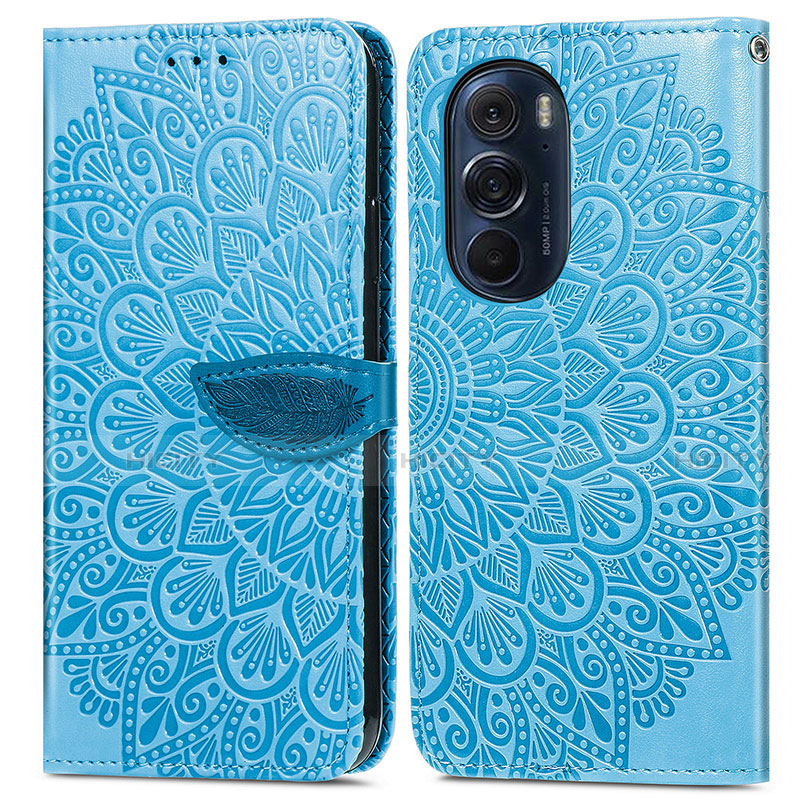 Funda de Cuero Cartera con Soporte Patron de Moda Carcasa S04D para Motorola Moto Edge 30 Pro 5G Azul