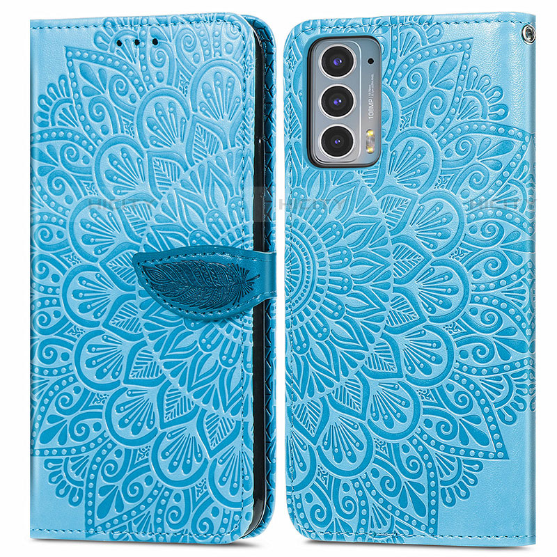 Funda de Cuero Cartera con Soporte Patron de Moda Carcasa S04D para Motorola Moto Edge Lite 5G Azul