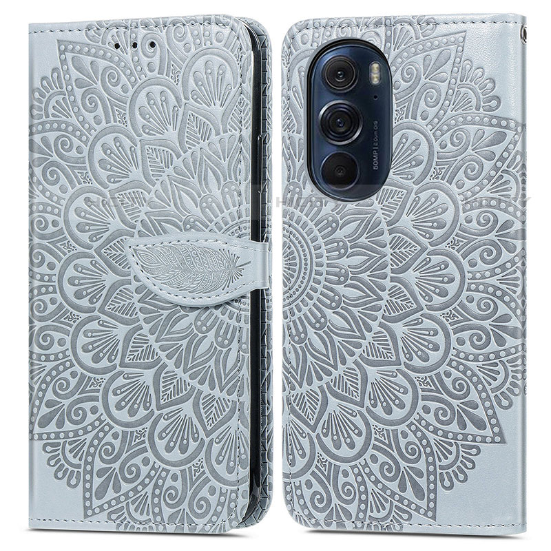 Funda de Cuero Cartera con Soporte Patron de Moda Carcasa S04D para Motorola Moto Edge Plus (2022) 5G Gris