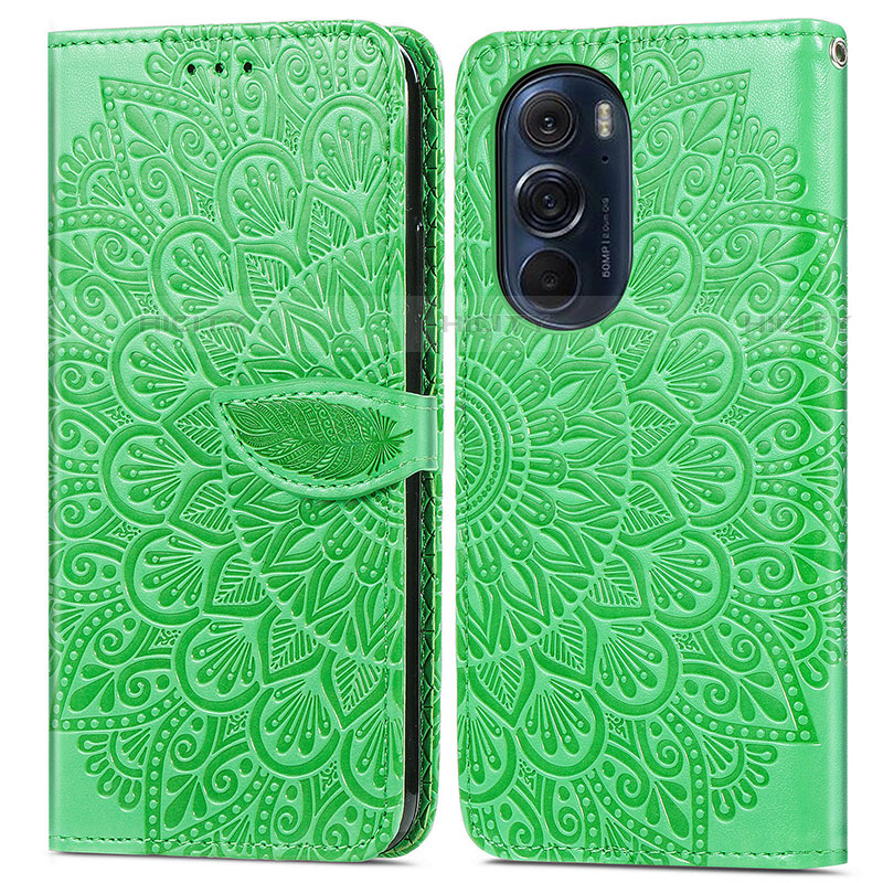 Funda de Cuero Cartera con Soporte Patron de Moda Carcasa S04D para Motorola Moto Edge Plus (2022) 5G Verde