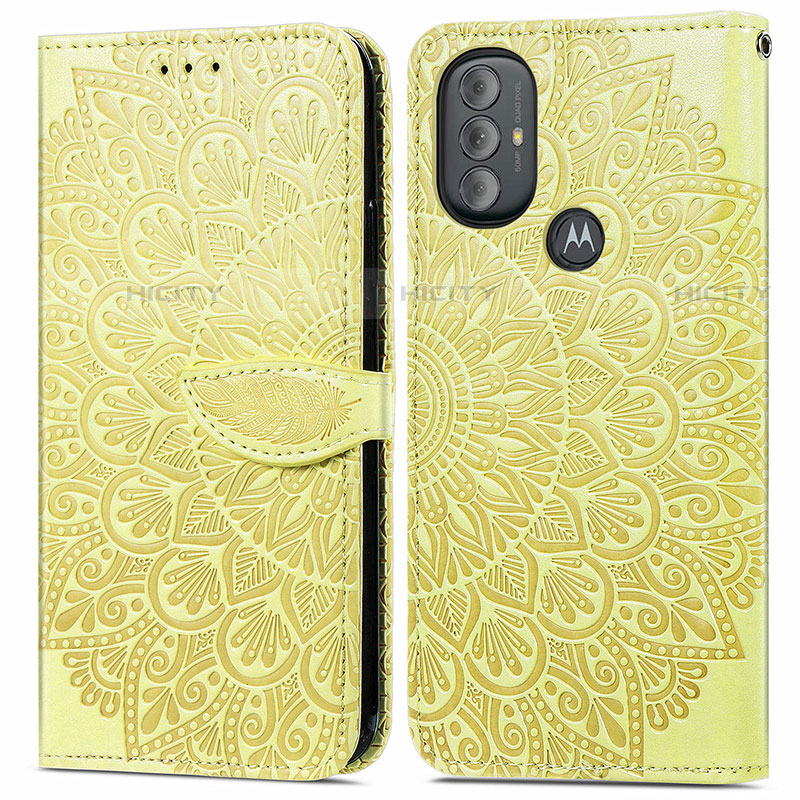 Funda de Cuero Cartera con Soporte Patron de Moda Carcasa S04D para Motorola Moto G Play (2023) Amarillo