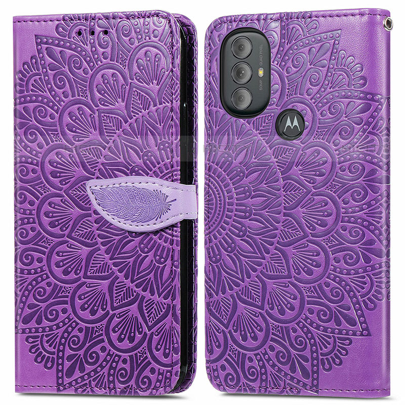 Funda de Cuero Cartera con Soporte Patron de Moda Carcasa S04D para Motorola Moto G Play Gen 2 Morado