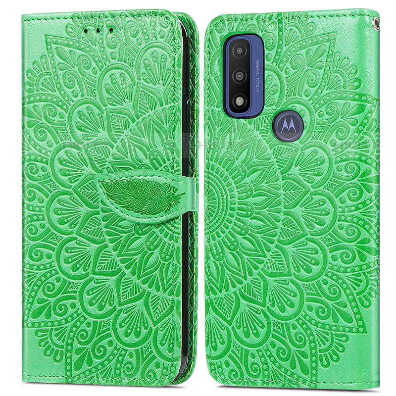 Funda de Cuero Cartera con Soporte Patron de Moda Carcasa S04D para Motorola Moto G Pure Verde