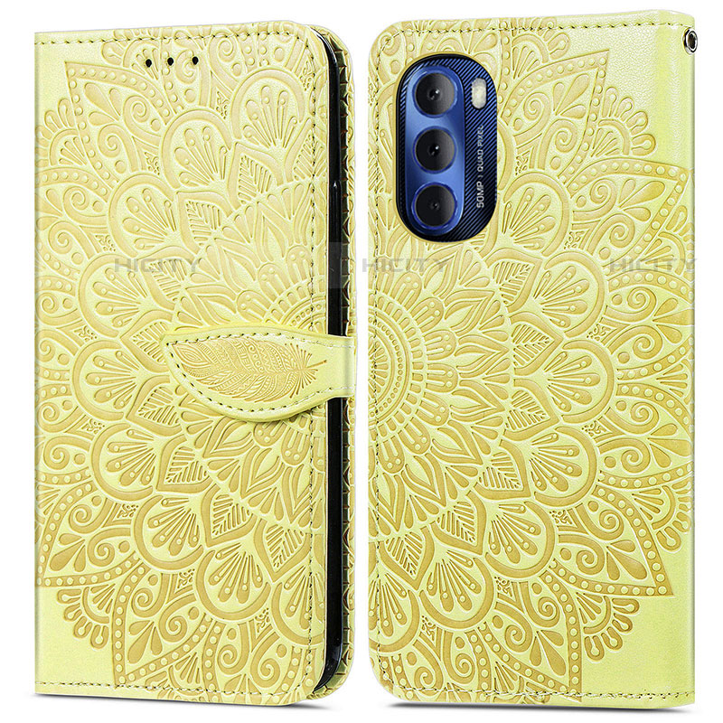 Funda de Cuero Cartera con Soporte Patron de Moda Carcasa S04D para Motorola Moto G Stylus (2022) 4G Amarillo