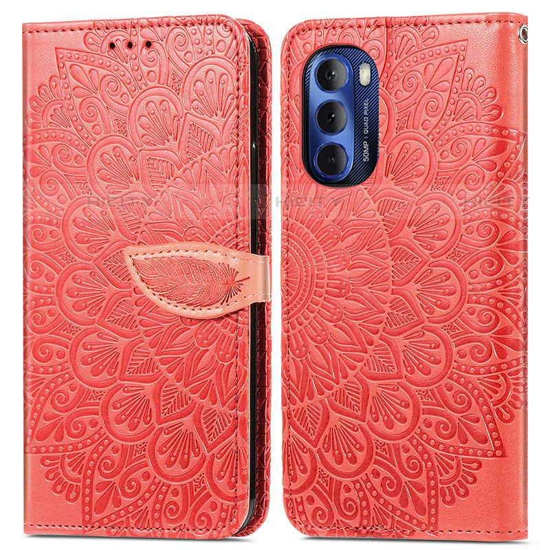 Funda de Cuero Cartera con Soporte Patron de Moda Carcasa S04D para Motorola Moto G Stylus (2022) 5G Rojo