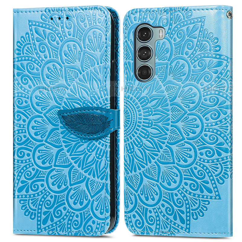 Funda de Cuero Cartera con Soporte Patron de Moda Carcasa S04D para Motorola Moto G200 5G Azul