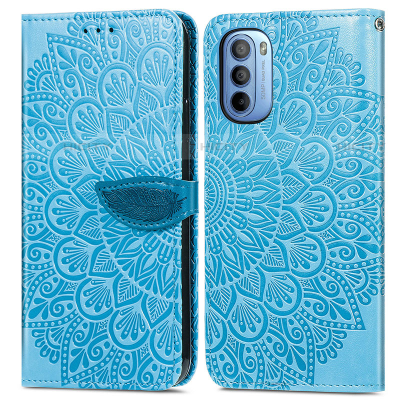 Funda de Cuero Cartera con Soporte Patron de Moda Carcasa S04D para Motorola Moto G41 Azul