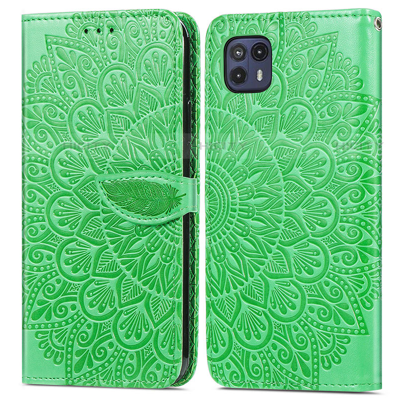 Funda de Cuero Cartera con Soporte Patron de Moda Carcasa S04D para Motorola Moto G50 5G Verde