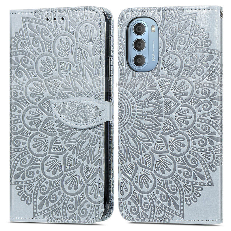 Funda de Cuero Cartera con Soporte Patron de Moda Carcasa S04D para Motorola Moto G51 5G Gris