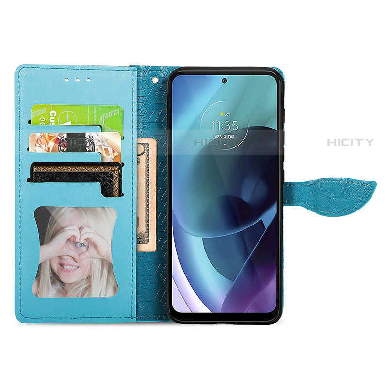 Funda de Cuero Cartera con Soporte Patron de Moda Carcasa S04D para Motorola Moto G71 5G