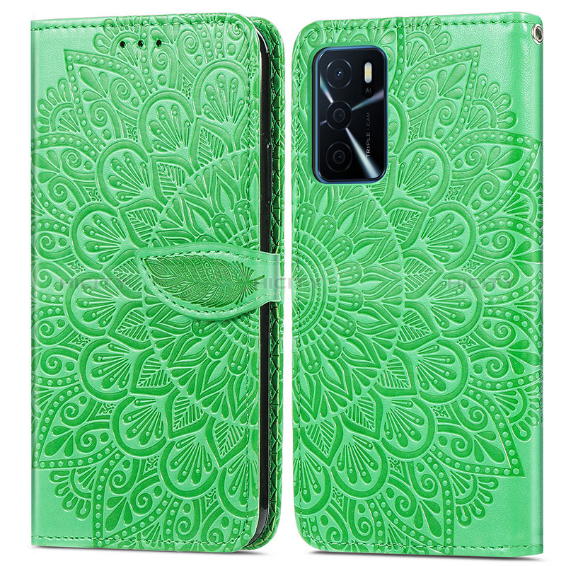 Funda de Cuero Cartera con Soporte Patron de Moda Carcasa S04D para Oppo A16 Verde