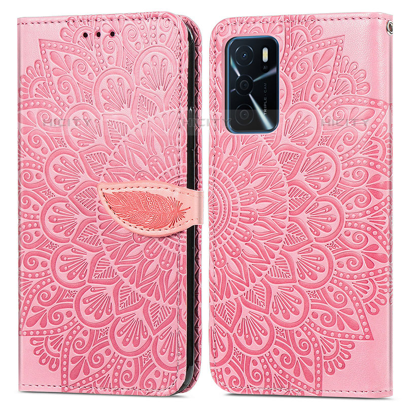 Funda de Cuero Cartera con Soporte Patron de Moda Carcasa S04D para Oppo A16s Oro Rosa