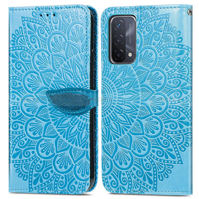 Funda de Cuero Cartera con Soporte Patron de Moda Carcasa S04D para Oppo A54 5G Azul