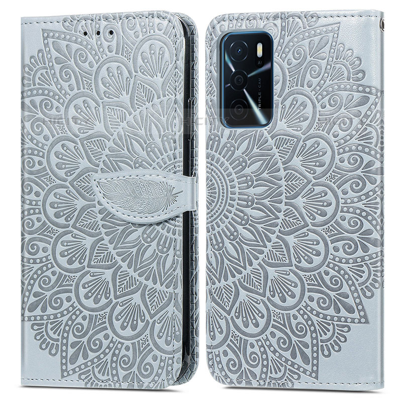 Funda de Cuero Cartera con Soporte Patron de Moda Carcasa S04D para Oppo A54s Gris