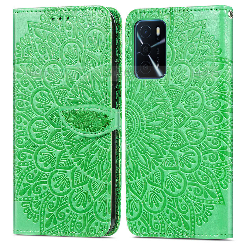 Funda de Cuero Cartera con Soporte Patron de Moda Carcasa S04D para Oppo A54s Verde