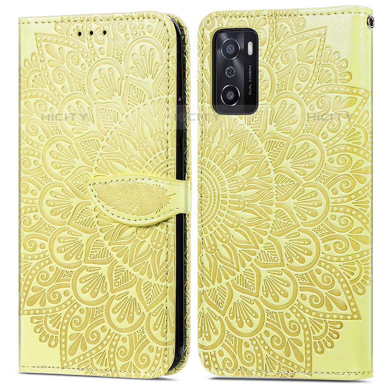 Funda de Cuero Cartera con Soporte Patron de Moda Carcasa S04D para Oppo A55S 5G Amarillo