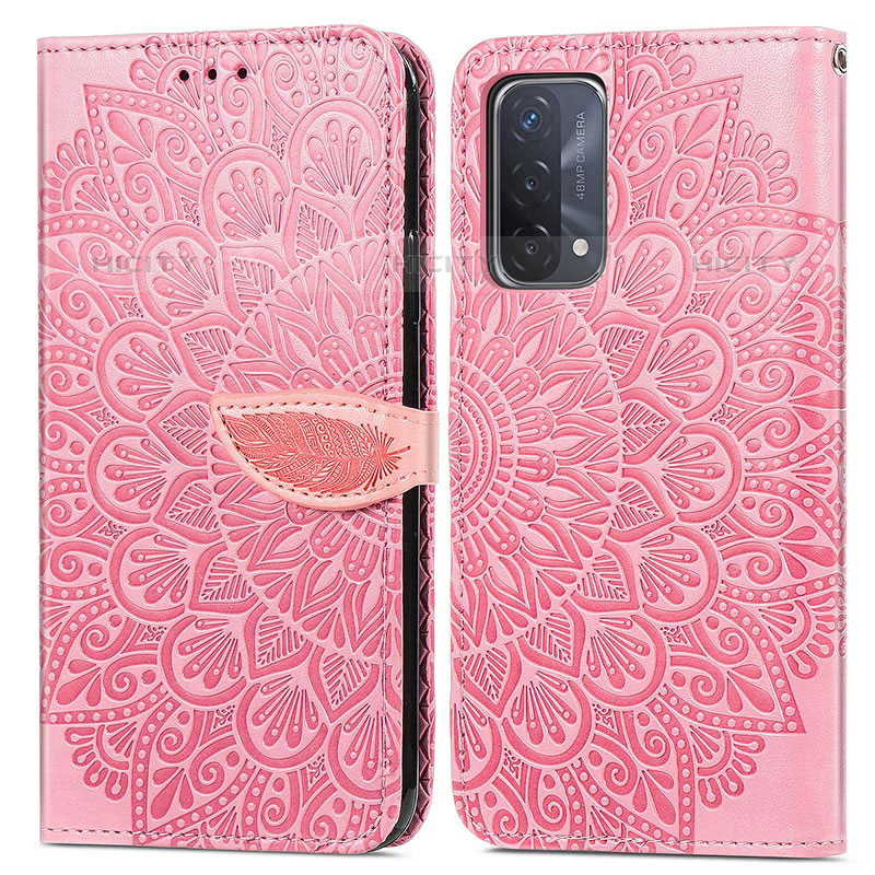 Funda de Cuero Cartera con Soporte Patron de Moda Carcasa S04D para Oppo A93 5G Oro Rosa