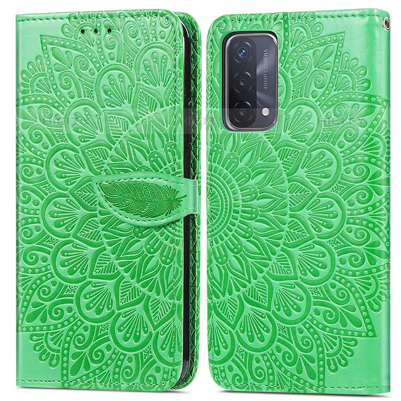 Funda de Cuero Cartera con Soporte Patron de Moda Carcasa S04D para Oppo A93 5G Verde