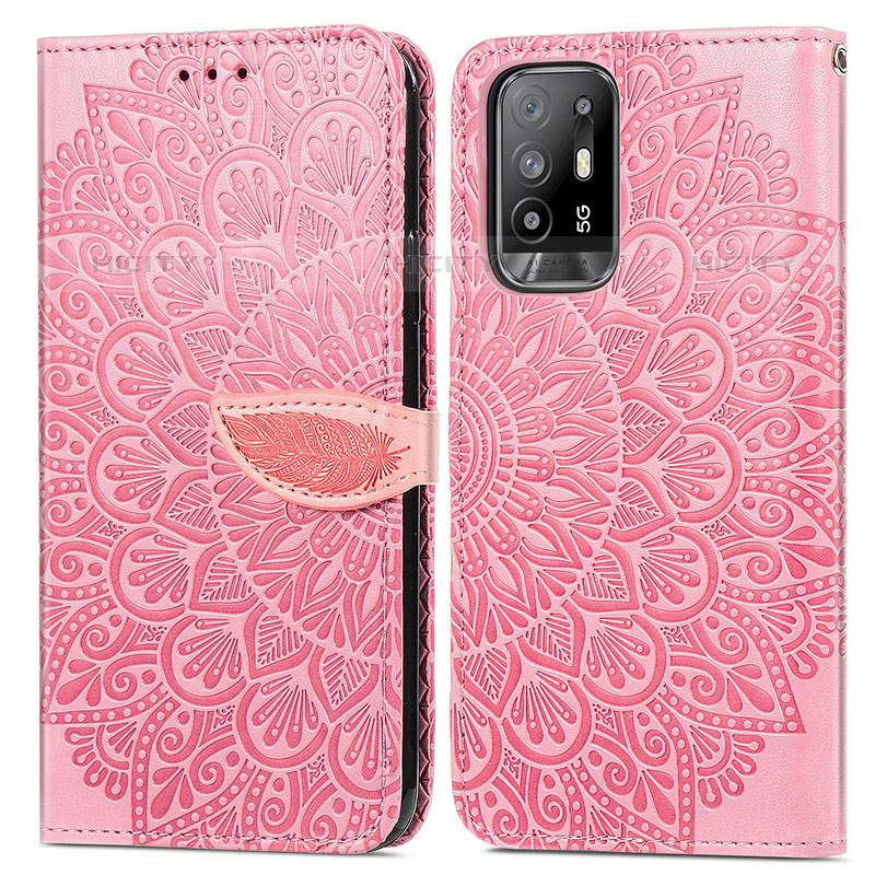 Funda de Cuero Cartera con Soporte Patron de Moda Carcasa S04D para Oppo A94 5G Oro Rosa