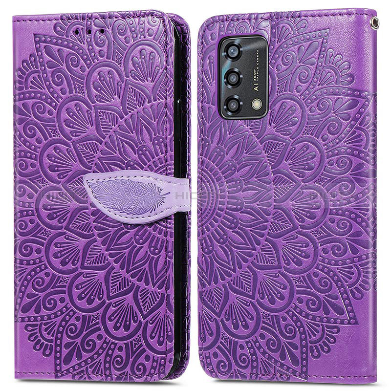 Funda de Cuero Cartera con Soporte Patron de Moda Carcasa S04D para Oppo F19 Morado