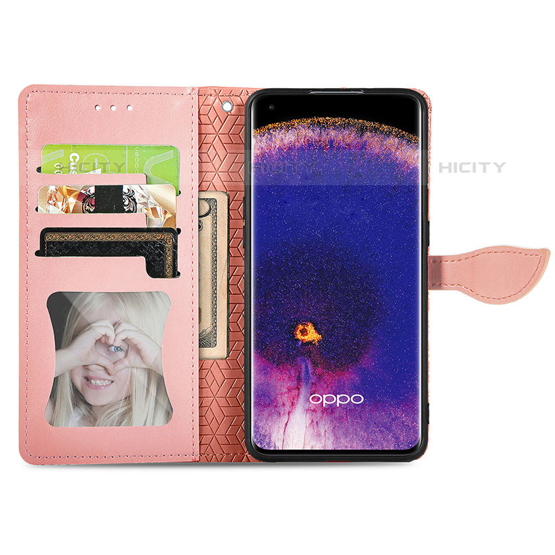 Funda de Cuero Cartera con Soporte Patron de Moda Carcasa S04D para Oppo Find X5 Pro 5G