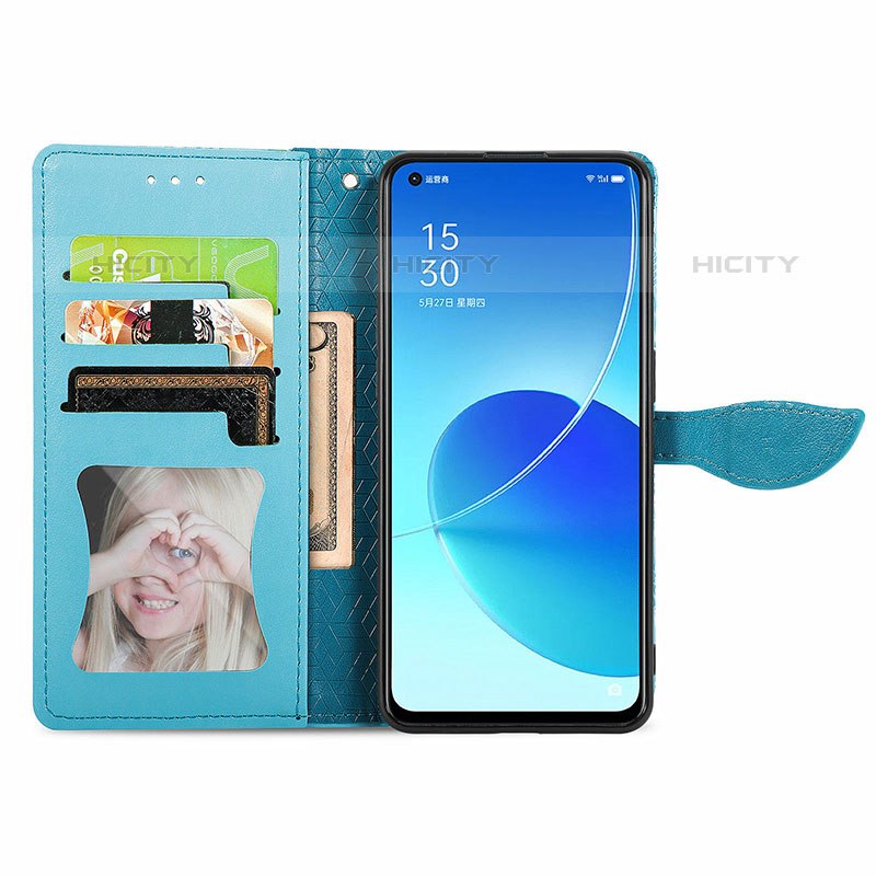 Funda de Cuero Cartera con Soporte Patron de Moda Carcasa S04D para Oppo Reno6 5G