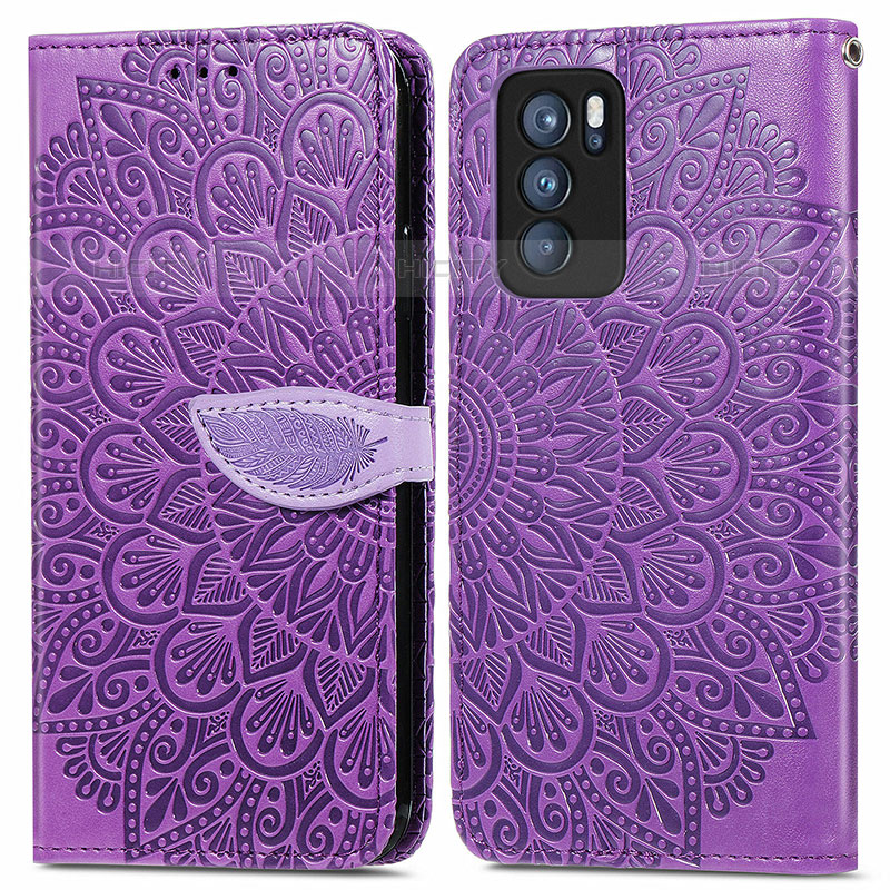 Funda de Cuero Cartera con Soporte Patron de Moda Carcasa S04D para Oppo Reno6 Pro 5G India