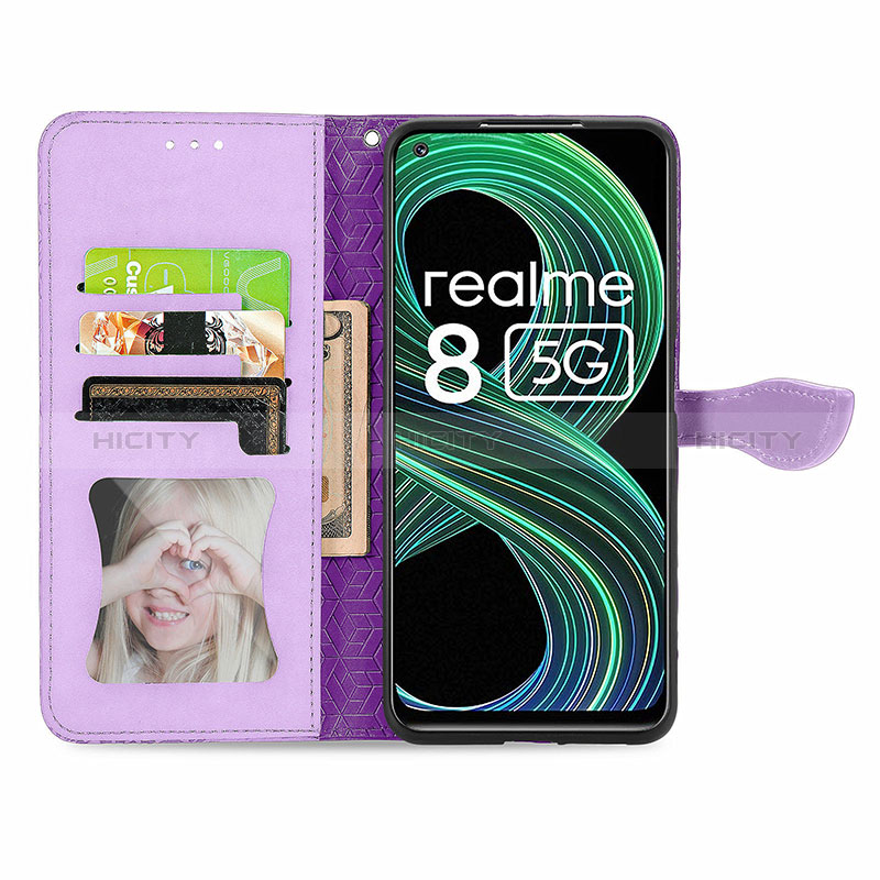 Funda de Cuero Cartera con Soporte Patron de Moda Carcasa S04D para Realme 8s 5G