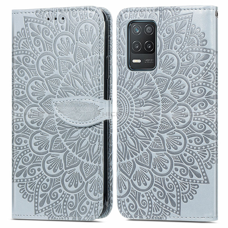 Funda de Cuero Cartera con Soporte Patron de Moda Carcasa S04D para Realme 9 5G India Gris