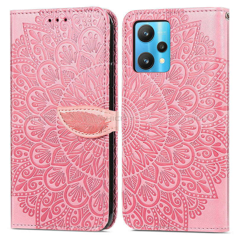 Funda de Cuero Cartera con Soporte Patron de Moda Carcasa S04D para Realme 9 Pro+ Plus 5G Oro Rosa