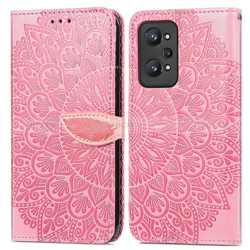 Funda de Cuero Cartera con Soporte Patron de Moda Carcasa S04D para Realme GT Neo 3T 5G Oro Rosa