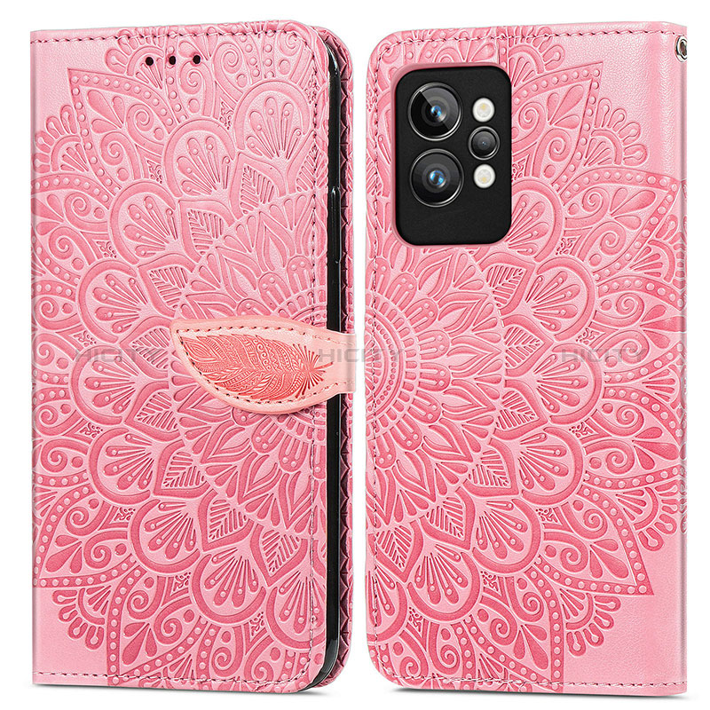 Funda de Cuero Cartera con Soporte Patron de Moda Carcasa S04D para Realme GT2 Pro 5G Oro Rosa