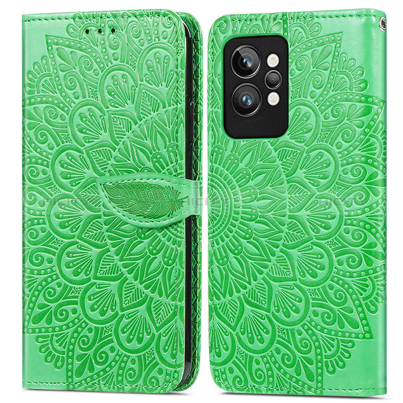 Funda de Cuero Cartera con Soporte Patron de Moda Carcasa S04D para Realme GT2 Pro 5G Verde