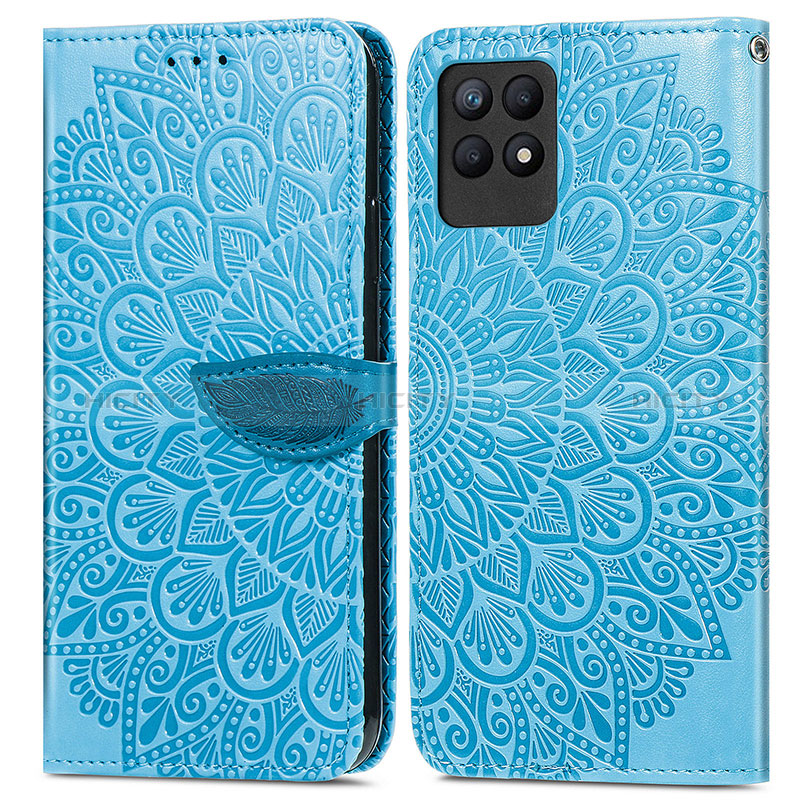 Funda de Cuero Cartera con Soporte Patron de Moda Carcasa S04D para Realme Narzo 50 4G Azul