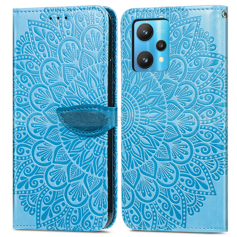 Funda de Cuero Cartera con Soporte Patron de Moda Carcasa S04D para Realme Narzo 50 Pro 5G Azul