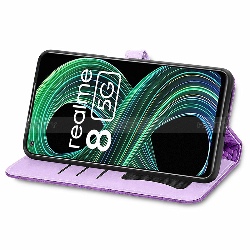 Funda de Cuero Cartera con Soporte Patron de Moda Carcasa S04D para Realme V13 5G