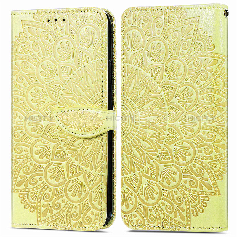 Funda de Cuero Cartera con Soporte Patron de Moda Carcasa S04D para Samsung Galaxy A02s Amarillo