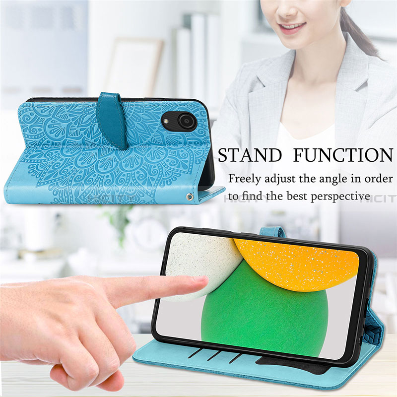 Funda de Cuero Cartera con Soporte Patron de Moda Carcasa S04D para Samsung Galaxy A03 Core