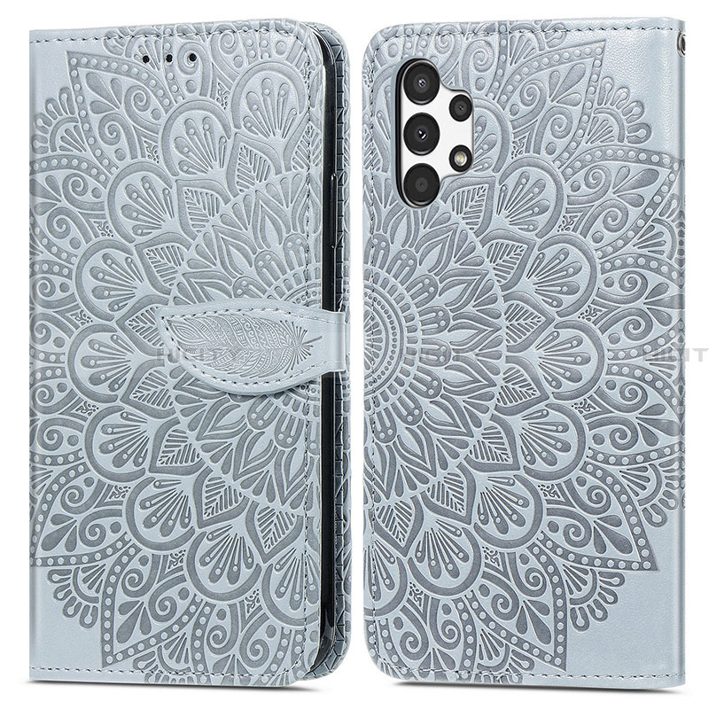 Funda de Cuero Cartera con Soporte Patron de Moda Carcasa S04D para Samsung Galaxy A13 4G Gris